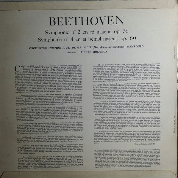 Ludwig van Beethoven, NDR Sinfonieorchester, Pierre Monteux – Symphonie  N°2  / Symphonie  N°4