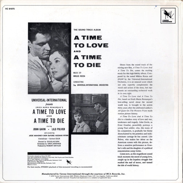 Miklós Rózsa – A Time To Love And A Time To Die (Original Motion Picture Soundtrack)