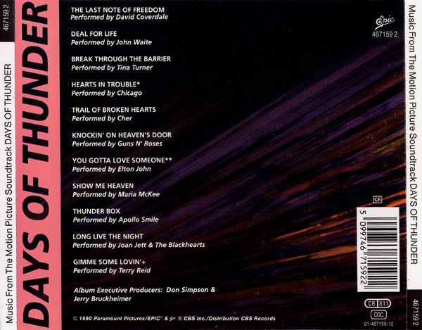 Various – Days Of Thunder (Music From The Motion Picture Soundtrack)