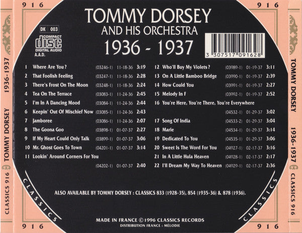 Tommy Dorsey And His Orchestra – 1936-1937