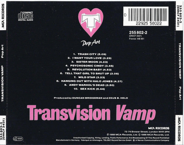 Transvision Vamp – Pop Art