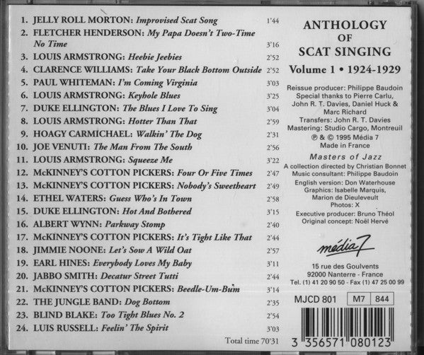 Various – Anthology Of Scat Singing - Volume 1 - 1924-1929
