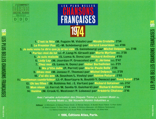 Various – Les Plus Belles Chansons Françaises (1974)