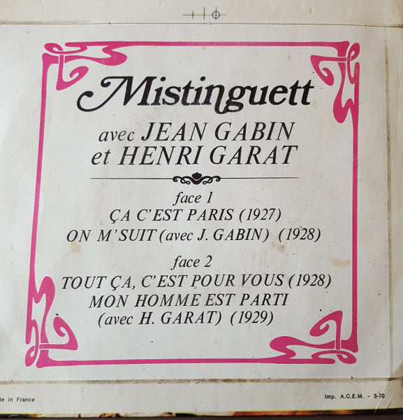Mistinguett Avec Jean Gabin Et Henri Garat – Mistinguett