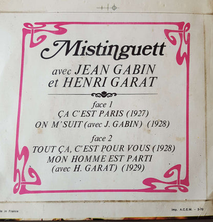 Mistinguett Avec Jean Gabin Et Henri Garat – Mistinguett