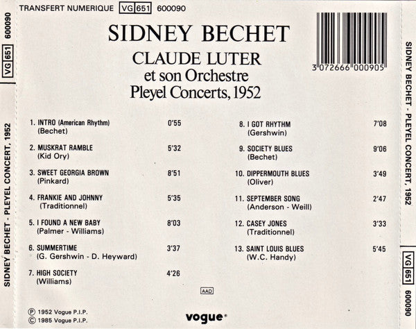 Sidney Bechet Avec Claude Luter Et Son Orchestre – Pleyel Concerts, 1952