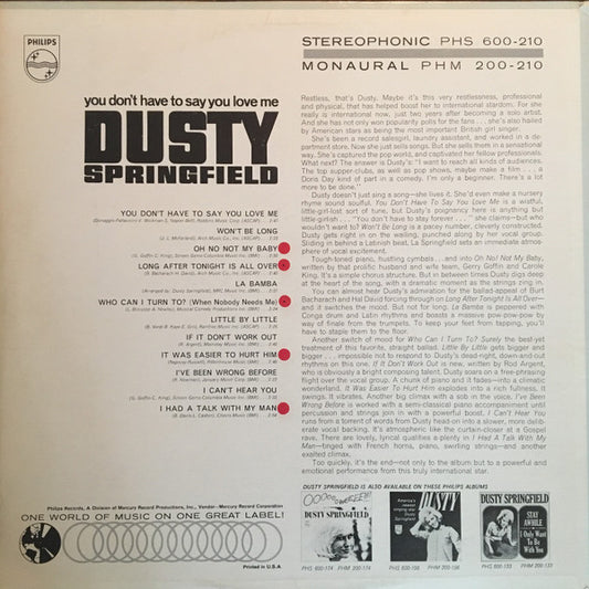 Dusty Springfield – You Don't Have To Say You Love Me