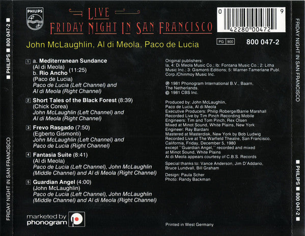 Al Di Meola, John McLaughlin, Paco De Lucía – Friday Night In San Francisco