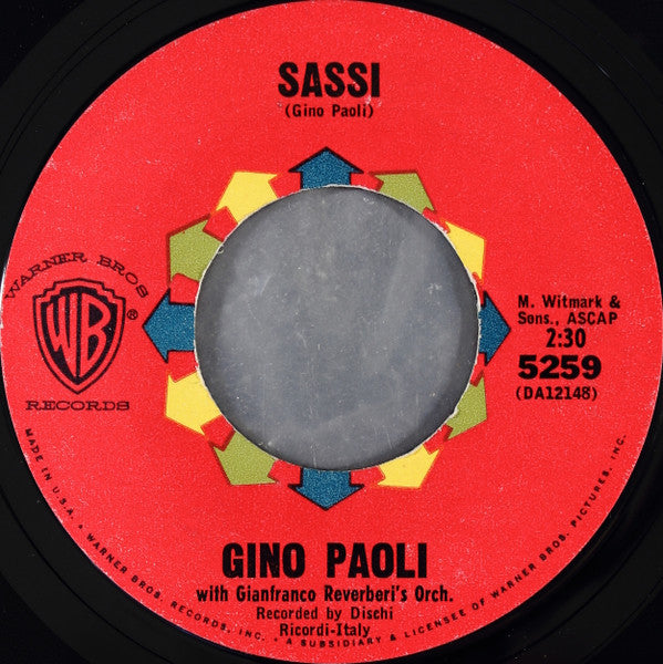Emilio Pericoli / Gino Paoli – Al Di La' From "Rome Adventure" / Sassi