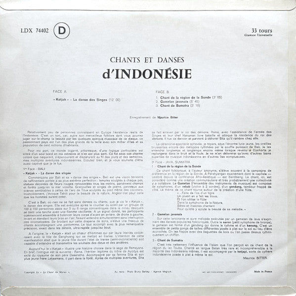 Various – Chants Et Danses Indonesie Gamelans