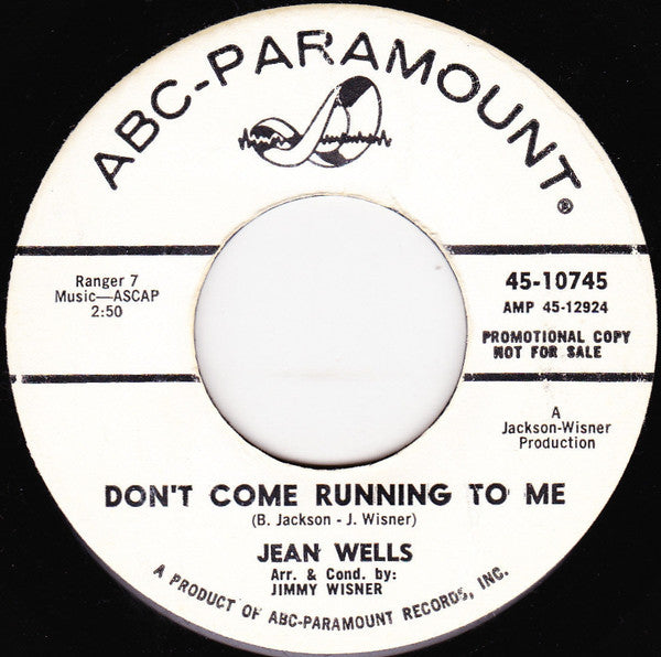 Jean Wells / The Jean Wells Trio – Don't Come Running To Me / Little Boots