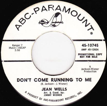 Jean Wells / The Jean Wells Trio – Don't Come Running To Me / Little Boots