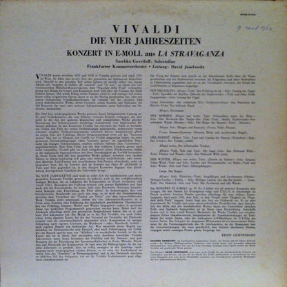 Antonio Vivaldi - Saschko Gawriloff, Frankfurt Chamber Orchestra, David Josefowitz – Die Vier Jahreszeiten / Konzert In E- Moll Aus La Stravaganza