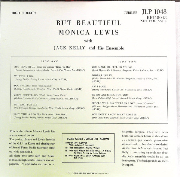 Monica Lewis, Jack Kelly And His Ensemble – But Beautiful