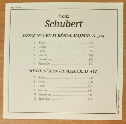 Franz Schubert – Messes No. 3 Et No. 4