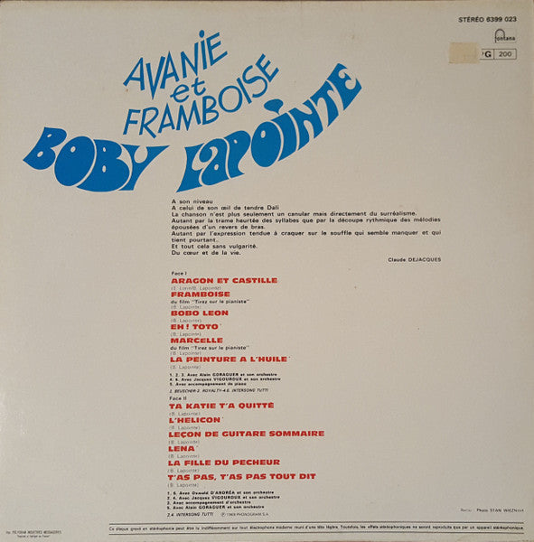 Boby Lapointe – Avanie Et Framboise