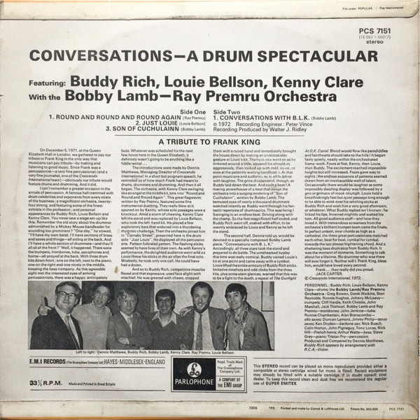 Buddy Rich, Louis Bellson, Kenny Clare With The Bobby Lamb - Ray Premru Orchestra – Conversations  - A Drum Spectacular