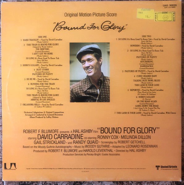Woody Guthrie, Leonard Rosenman, David Carradine – Bound For Glory - Original Motion Picture Score