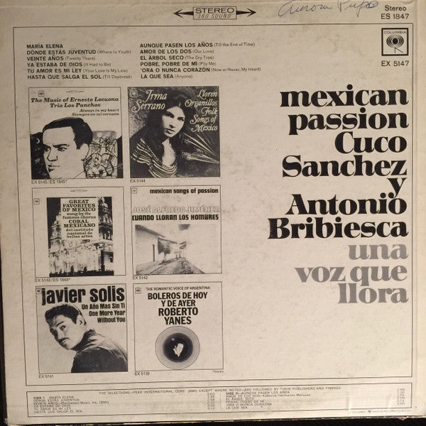 Cuco Sanchez Y Antonio Bribiesca – Una Voz Que Llora (Mexican Passion)