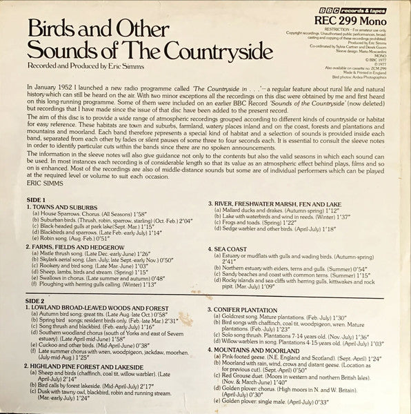 Eric Simms – Sound Effects No. 17 - Birds And Other Sounds Of The Countryside