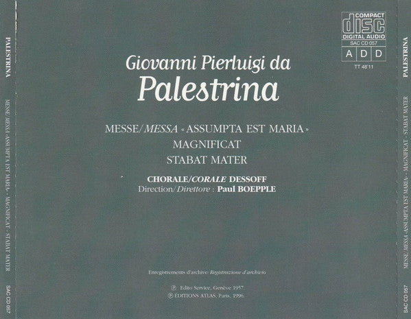 Giovanni Pierluigi da Palestrina – Messe "Assumpta Est Maria" Magnificat. Stabat Mater