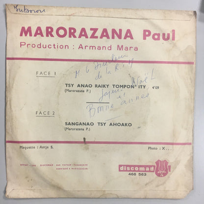 Paul Marorazana – Tsy Anao Raiky Tompon' Ity / Sanganao Tsy Ahoako