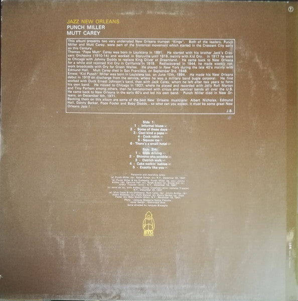 Punch Miller / Mutt Carey – Jazz New Orleans