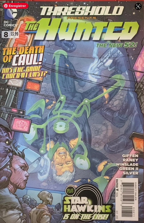 Threshold presents the hunted the new 52 #8 comic book cover with dark urban scene and glowing green energy tendrils
