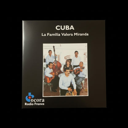 Black vinyl record album cover of la familia valera miranda featuring cuba text and central group photo from 1997 cd
