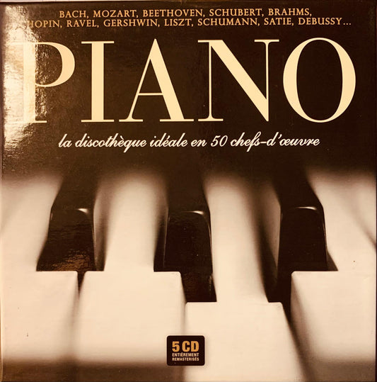 Black and white piano keys featured on the cd album cover of Various Artists Piano La Discothèque Idéale 5cd set