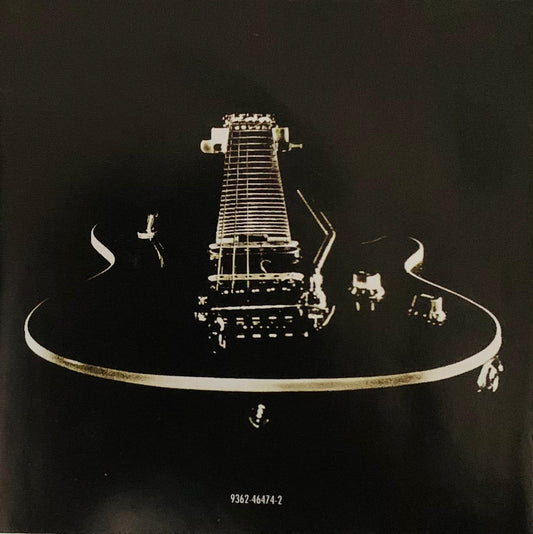 Black electric guitar with glossy finish and chrome hardware featured in various artists instrumental guitar collection cd