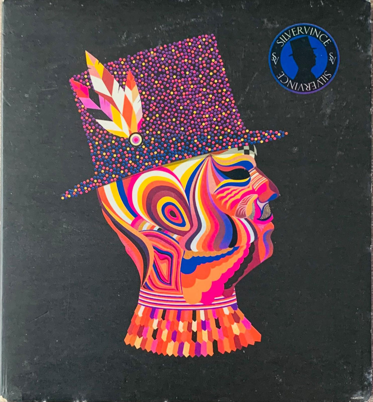A vibrant stylized portrait of a head in profile with a beaded top hat and multicolored feathers on the instrumental CD cover