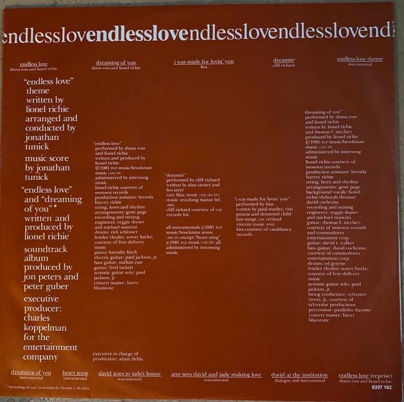 Endless Love original motion picture soundtrack — NM / Ex