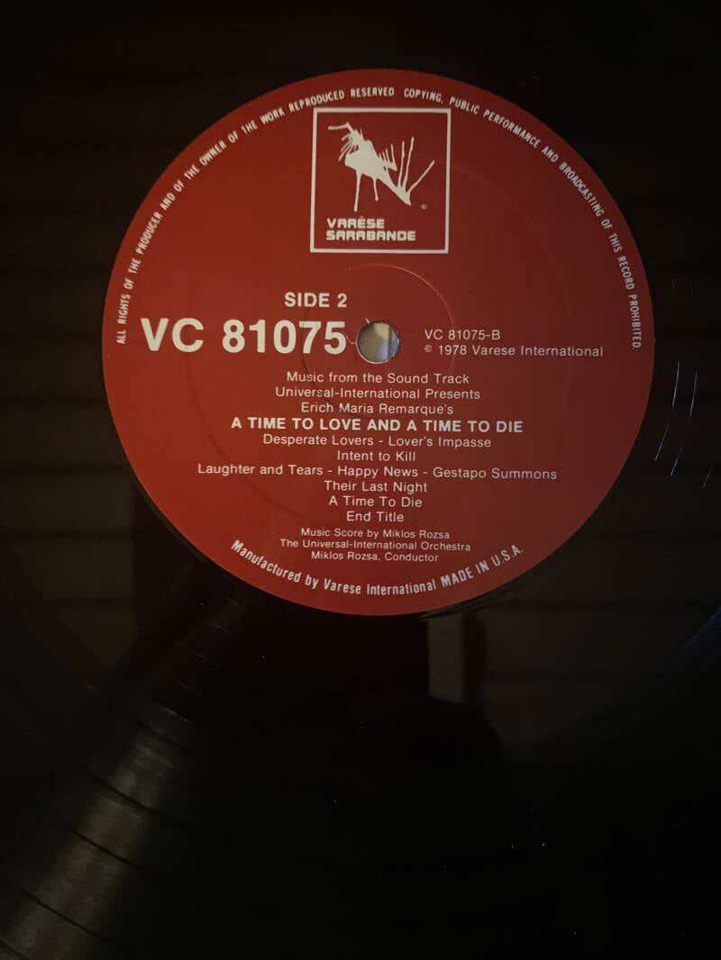 Miklos Rozsa A Time To Love And A Time To Die (Original Motion Picture Soundtrack) — Vg / Vg