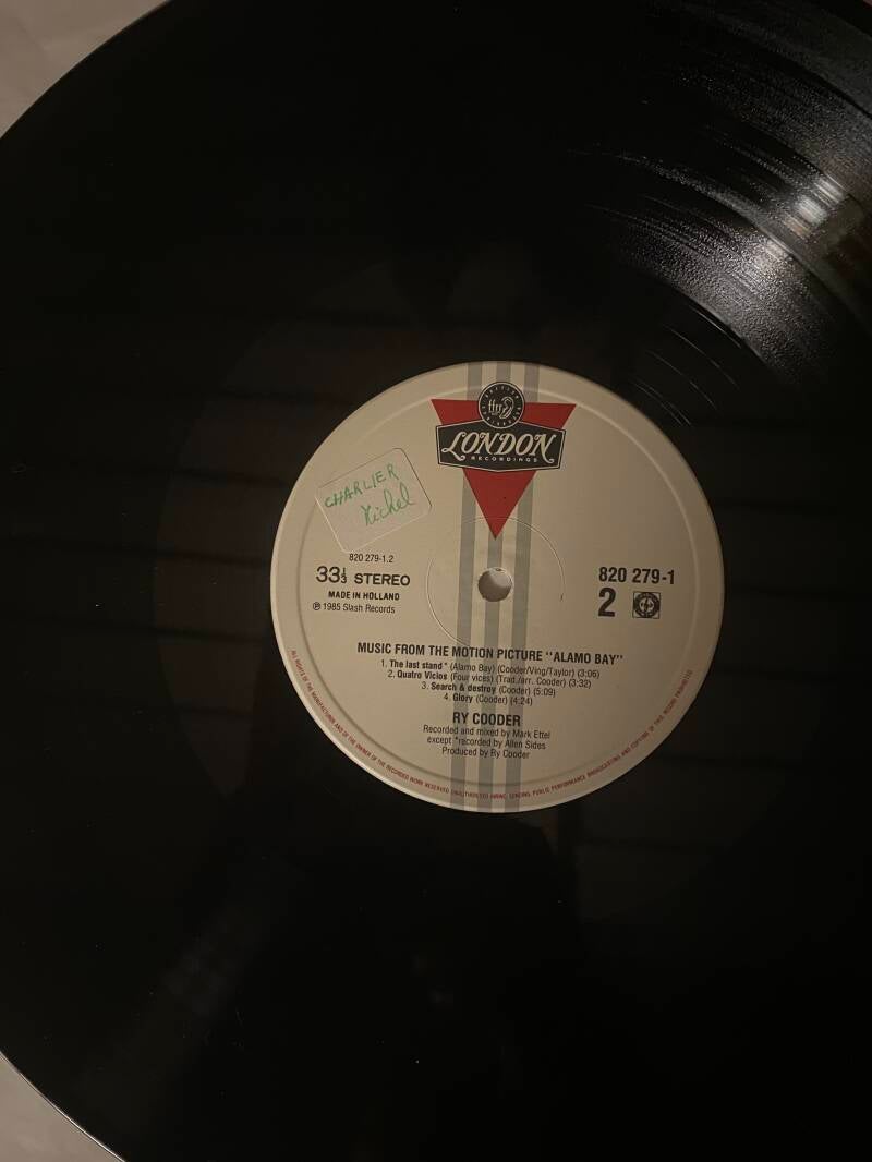 Ry Cooder - Music From the Motion Picture "Alamo Bay " — NM / Vg+