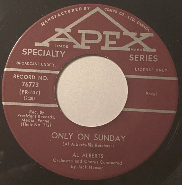 Al Alberts - Heaven Needed An Angel Vinyle 45T Apex 76773 Canada Rare Pop 1961 — Vg+ / 50,04€