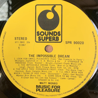 🇬🇧 MATT MONRO – The Impossible Dream [LP] [Music For Pleasure] [VG+] [SPECIAL PROMO -50%] THE COLLECTOR