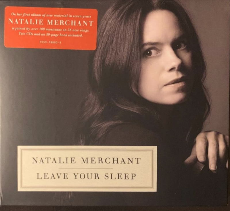 Natalie merchant leave your sleep 2cd album cover with sepia portrait on dark gray vinyl and orange cream text labels