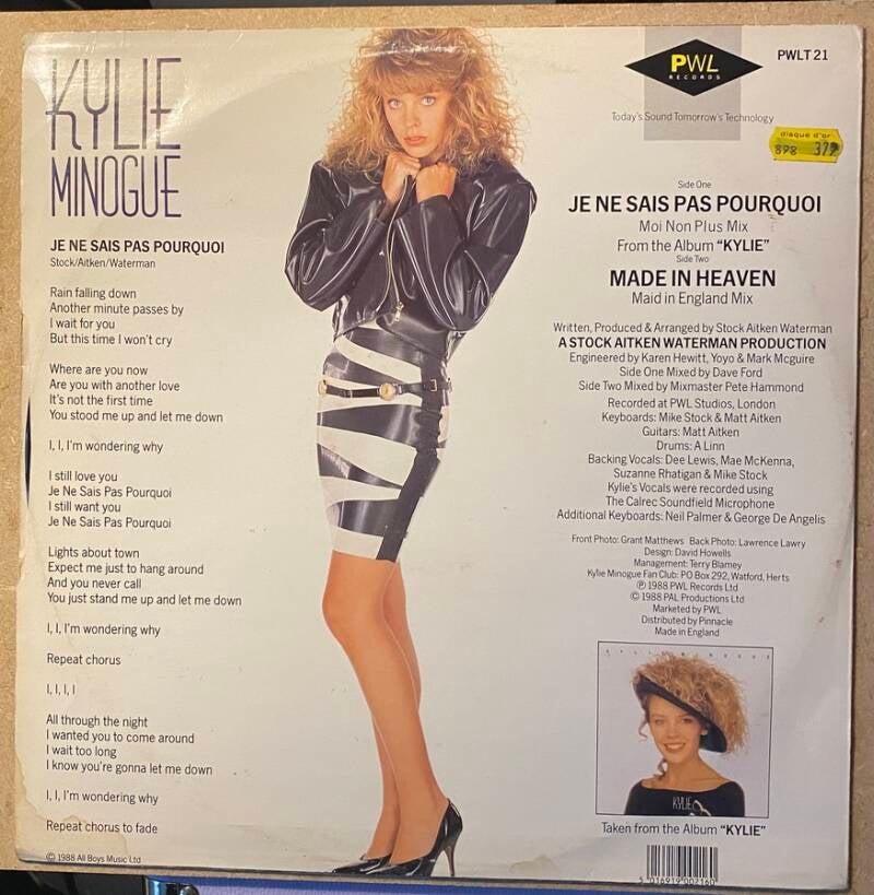 Kylie Minogue Je ne sais Pas pourquoi — NM / Vg