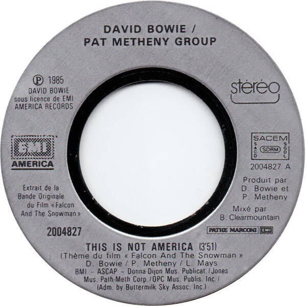 David Bowie / Pat Metheny Group ‎– This Is Not America
