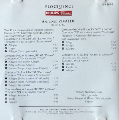 Vivaldi - I Musici ‎– الفصول الأربعة - Les Quatre Saisons — NM / Vg+