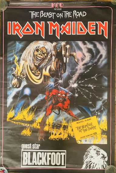 🇬🇧🇫🇷 IRON MAIDEN – The Beast on the Road (1982) فرنسا | ملصق ترويجي أصلي للحفل الموسيقي