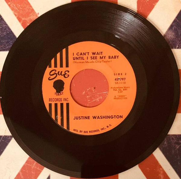 🇺🇸 JUSTINE WASHINGTON – I Can't Wait Until I See My Baby / Who's Gonna Take Care Of Me [7"] [Sue Records] [US FIRST PRESS] [VG+] [NORTHERN SOUL / BELGIUM POPCORN] THE COLLECTOR