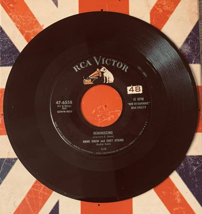 🇺🇸 CHET ATKINS and HANK SNOW – New Spanish Two-Step / Reminiscing [7" сингл] [RCA Victor] [ПЕРВОЕ АМЕРИКАНСКОЕ ИЗДАНИЕ / ЛОГОТИП С СОБАКОЙ СВЕРХУ] [VG+] [Гитарный дуэт / Кантри-джаз] ДЛЯ КОЛЛЕКЦИОНЕРА