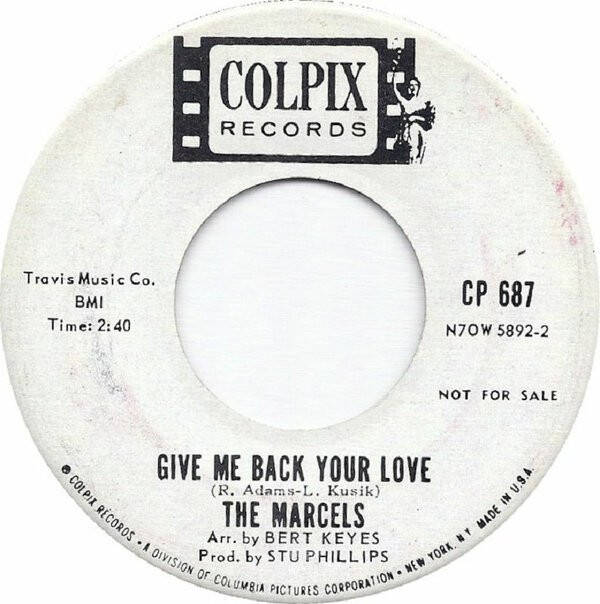 The Marcels - Give Me Back Your Love / I Wanna Be The Leader (7", Promo) — Состояние пластинки: Near Mint (NM или M-)